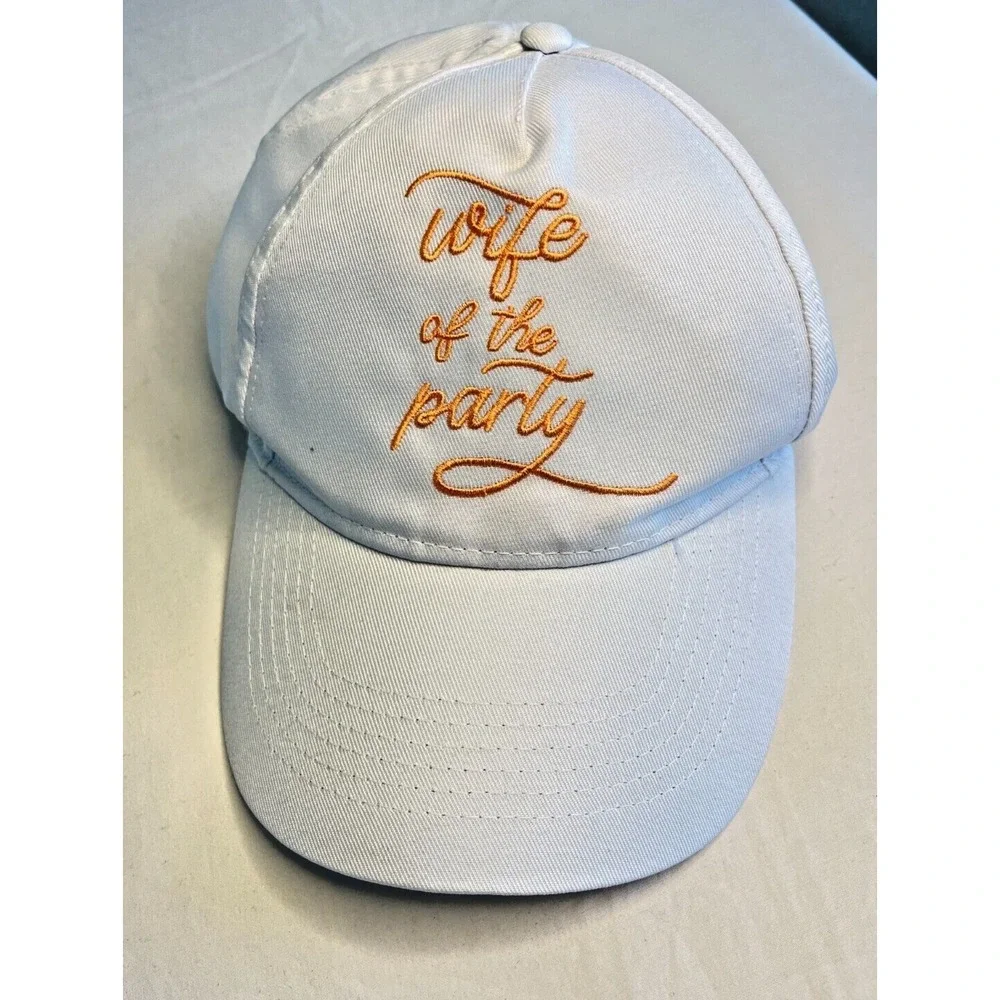 WIFE OF THE PARTY ADJUSTABLE STRAPBACK BASEBALL HAT/CAP, WHITE, WEDDING/PARTY